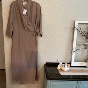 Dainty Jewells Taupe Wrap Maxi Dress